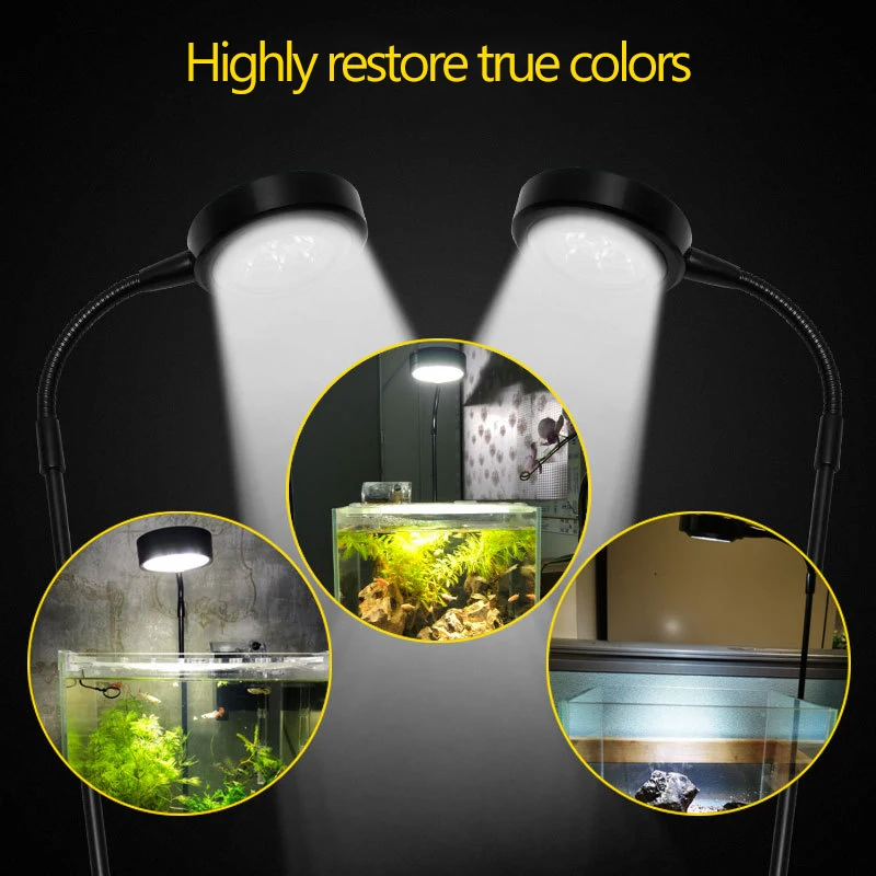 Sinjia USB aquarium light timer dimming terrarium light super white 5W 7W 9W 12W wooden base for fish tank plant microlandscape