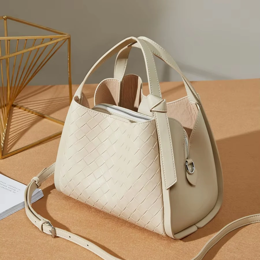 Dropshipping Woven Bag Vegan Leather Hobo Handbags For Women Top-Handle Shoulder Tote Braided Bag Underarm Purse