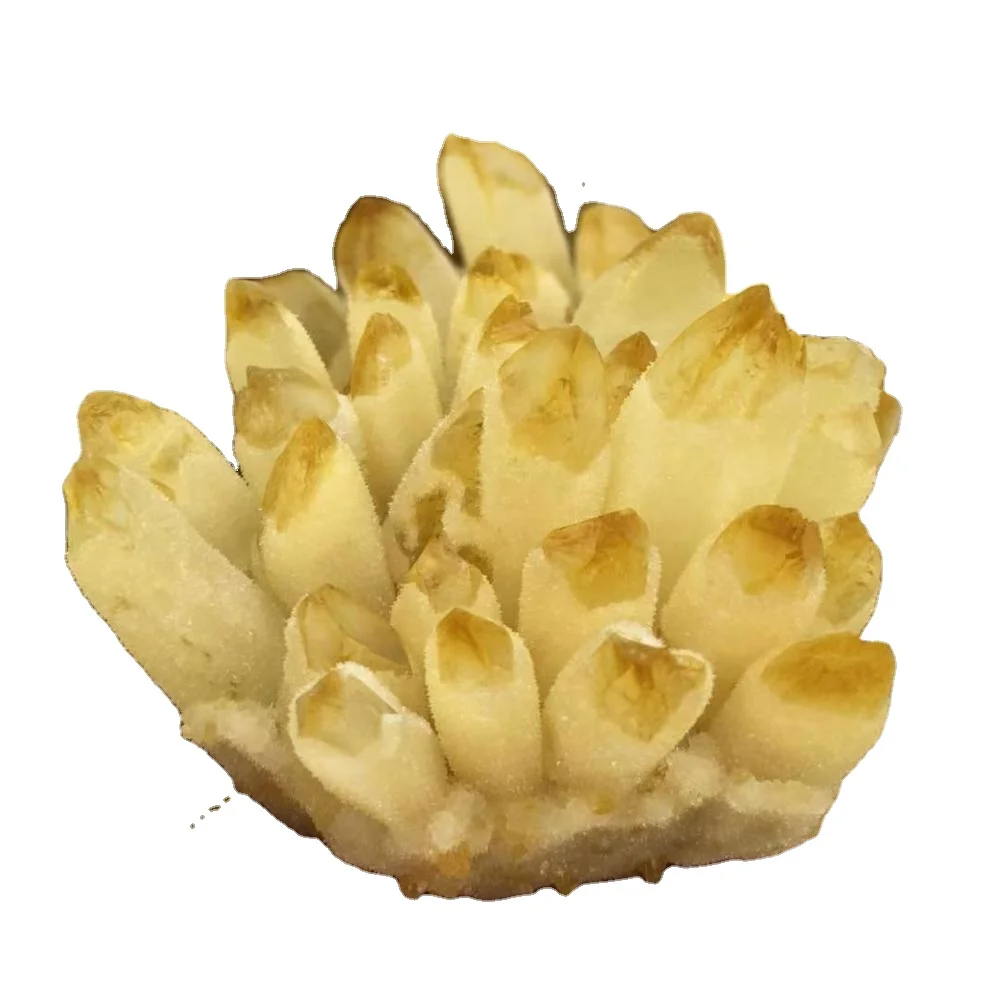 High Quality Natural Big Size Yellow Phantom Ghost Quartz Crystal Cluster For Decoration