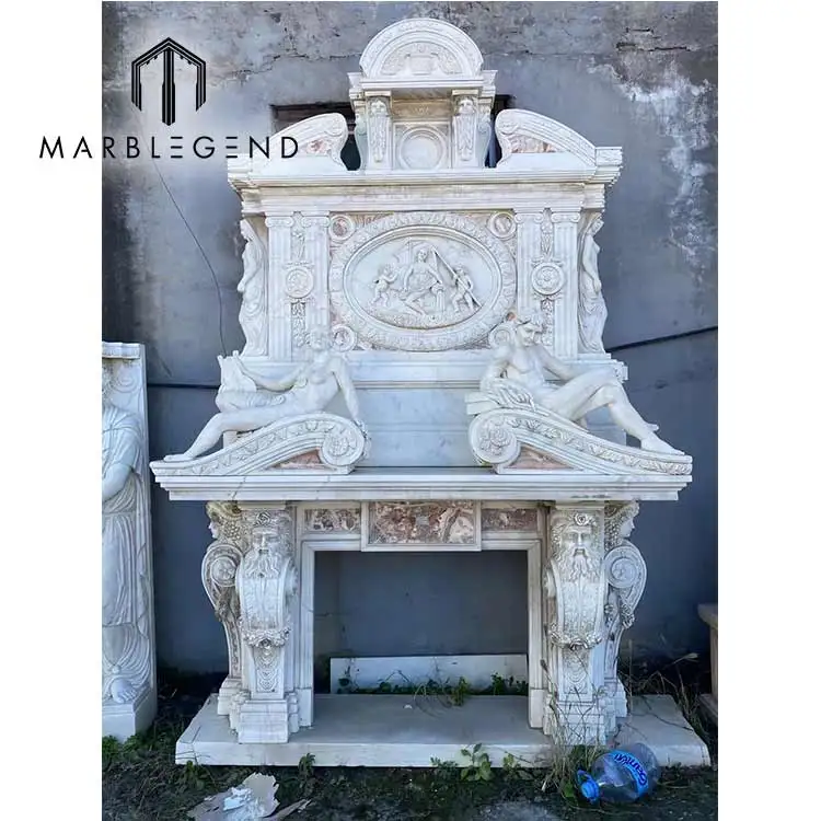 Конкурентоспособная цена мраморная статуя камин Хорошо полированная мраморная статуя камин каминная полка