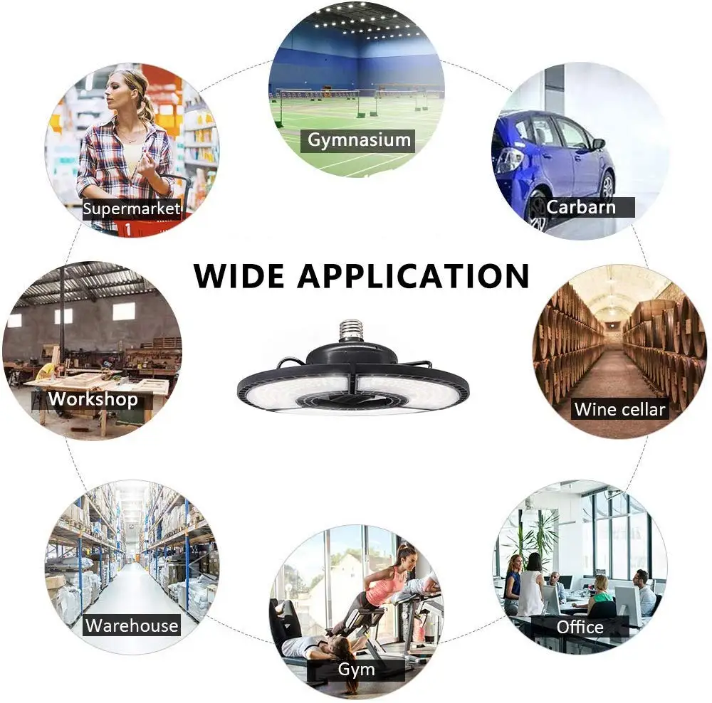 100W Deformable LED Shop Lights for Garage  , 12000LM  IP65 waterproof UFO LED High Bay Light LED Garage Lights