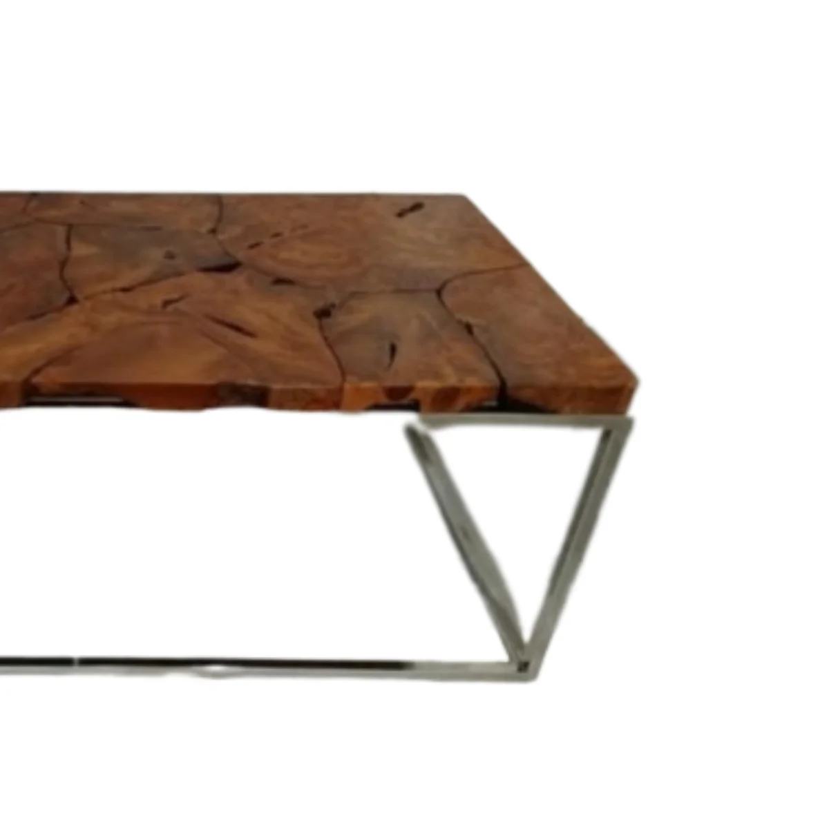 Best Quality 120 Teak Root Table with Stainless Steel Legs Outdoor Furniture from Indonesia