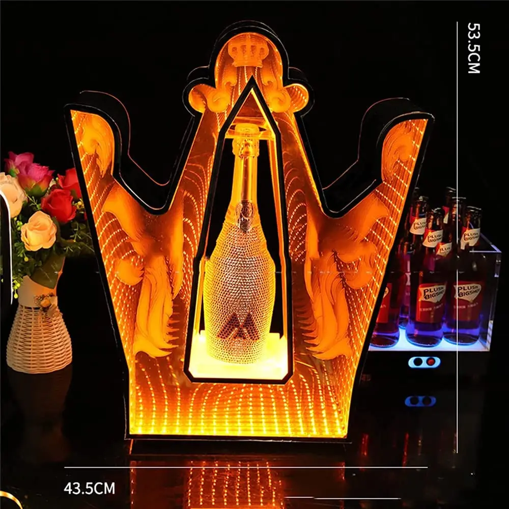Custom Acrylic Champagne Wine Rack Crown Appearance VIP Service Bottle Presenter for wholesale