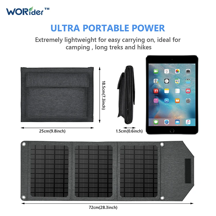 Portable 40W Foldable Camping Solar Panels with 12V Charging Wagon 200W Power Portable Folding Solar Panels