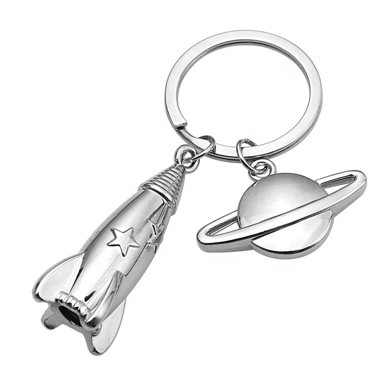 Promotion wholesale new design rocket shape metal keychain