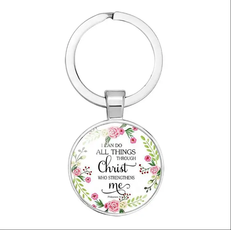 Italian Catholic rose flower Christian mini bible key pendant religious accessory jewelry keychains