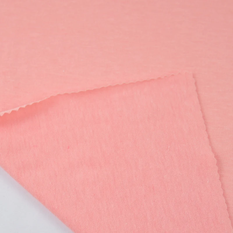  65% POLYESTER AND 35% COTTON 140GSM SINGLE JERSEY FABRIC PLAIN DYED KNIT FOR T - SHIRT WOMEN