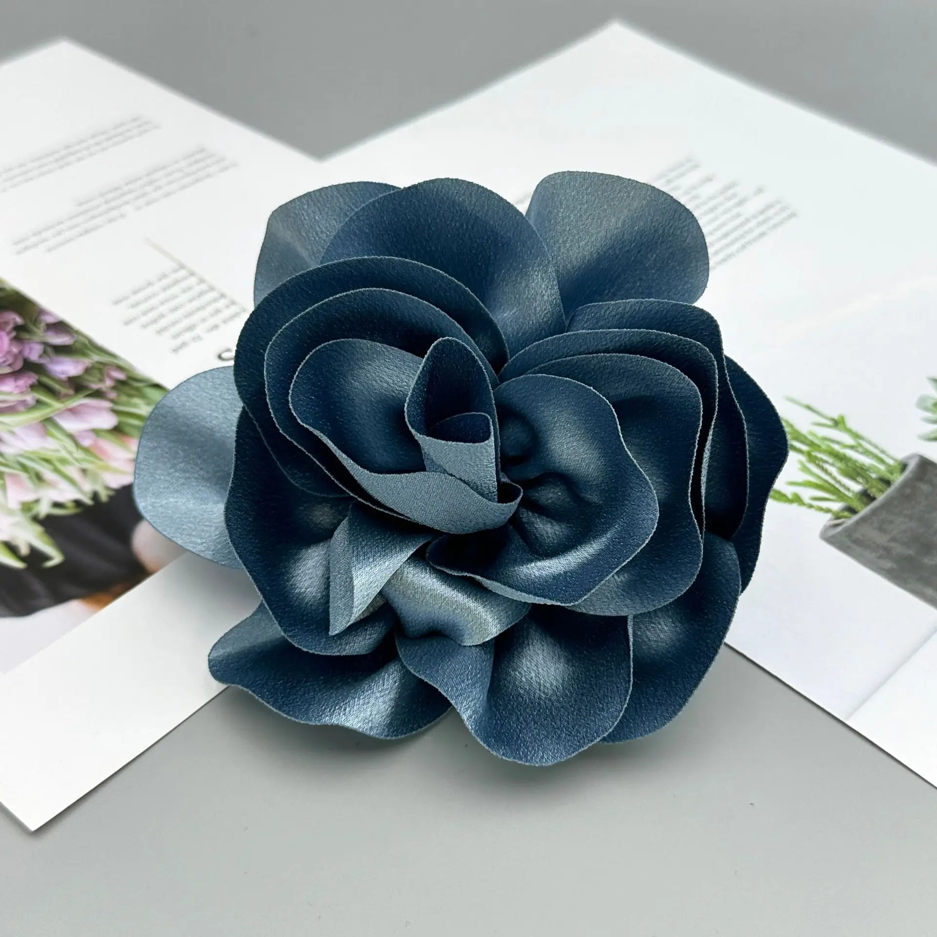 Artificial Decorative Handmade Chiffon Fabric Clothing Flower Handmade Custom Kids Solid Color Chiffon 3d Fabric Flowers