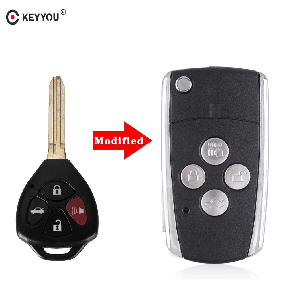 KEYYOU 4 Buttons Modified Flip Folding Remote Car Key Shell Fob For Toyota Camry Avalon Corolla Matrix RAV4 Venza Yaris