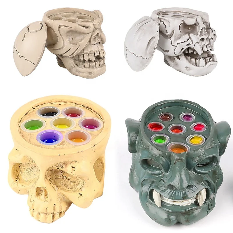 Tattoo Supply Hard Resin Skull Permanent Makeup Accessories Bloodsucker 7 Holes Tattoo Pigment Stand Ink Cup Holder