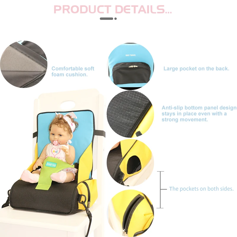Durable light weight travel baby child transportable dining table booster seat for dining table
