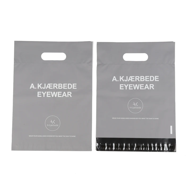 Free Sample Custom Logo Poly Mailer for Clothing Grey Polymailer Shipping Mailing Bag with Handle