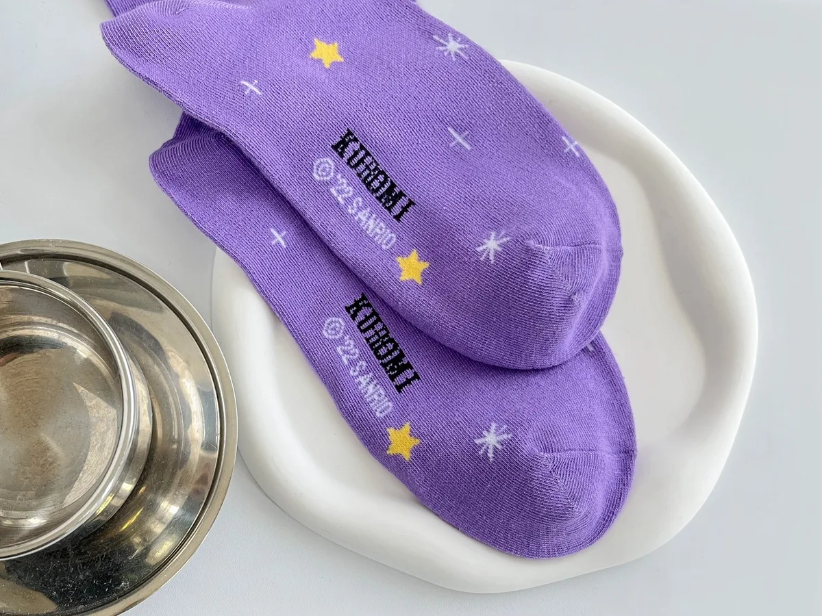 S503 Cartoon purple combed cotton socks female students mid tube socks new cute stockings wholesale