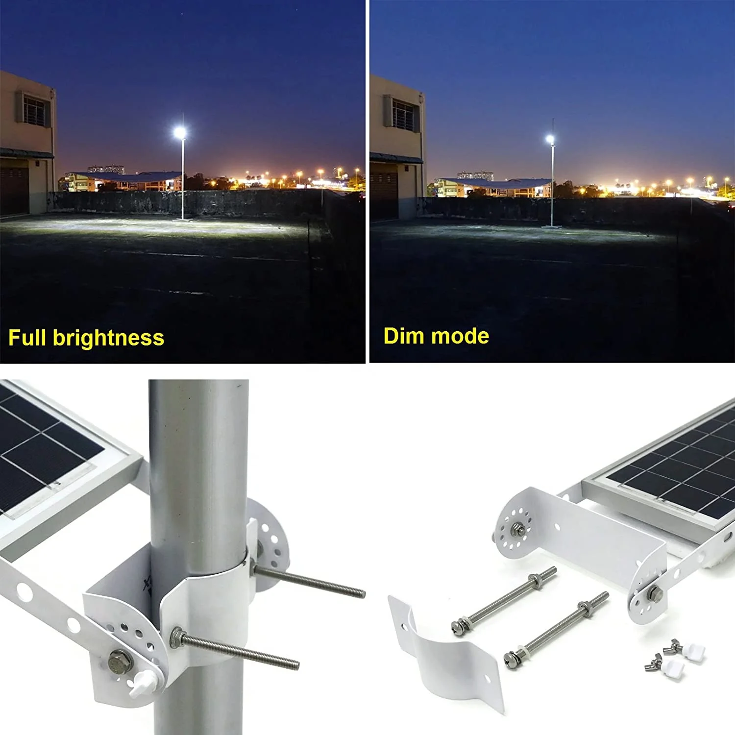 150W All in One Solar Street Light with PIR Motion Sensor Dusk to Dawn LED Solar Parking Lot Light Waterproof Pole Light
