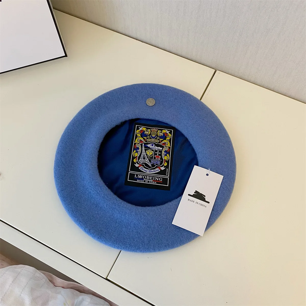 Spain Female Wool Beret Autumn Winter High End Solid Color Cold Warm Hat Plush Painter Cap Beret