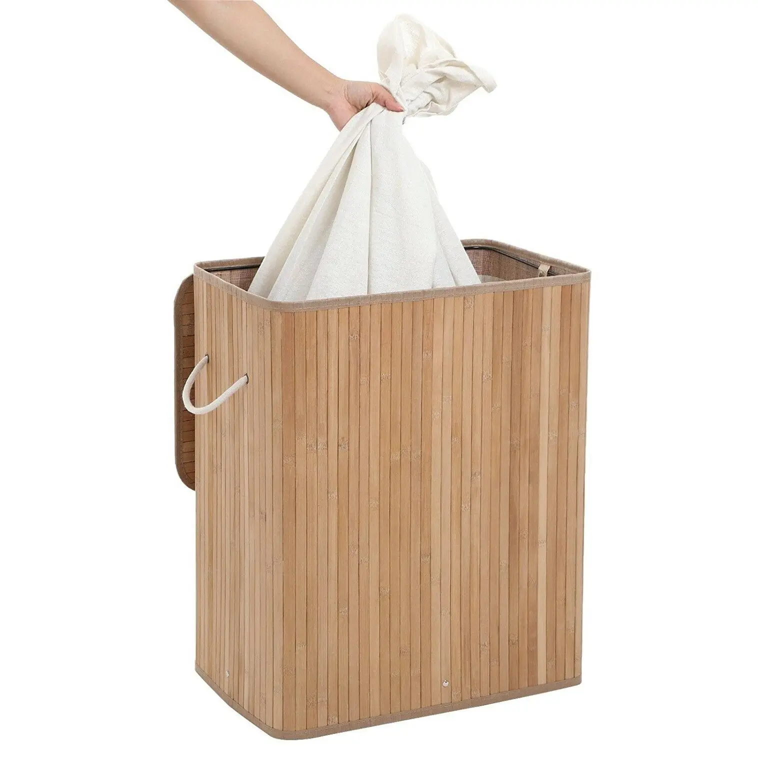 large capacity  foldable bamboo basket home collapsible waterproof laundry hamper