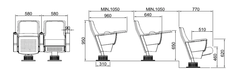 One leg Auditorium cinema chair price for theatre school church