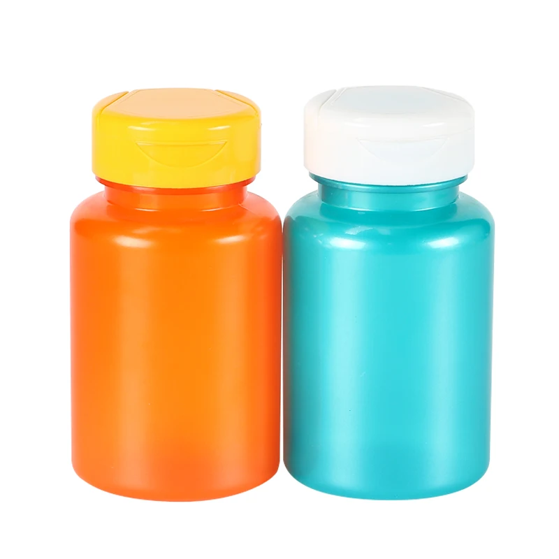 Plastic Vitamin Supplement Bottle Pet Capsule Tablet Pill Bottle Red Blue Orange Color 120ml Plastic Container