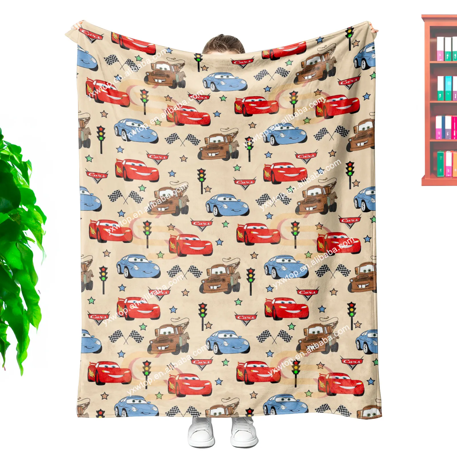 Top selling custom Merry Christmas cartoon movie Lightning Retro Funny Car character kids Soft Warm Sofa Bed Winter blanket