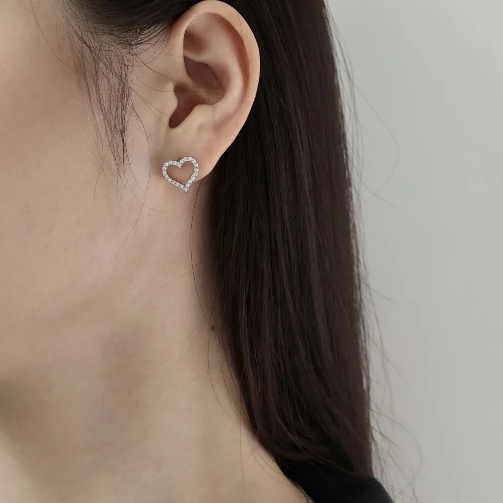 Dylam Women Daily Wear Jewelry Accessories S925 Silver Rhodium Plated 5A Zirconia Heart Necklace Earrings Ring Jewelry Set