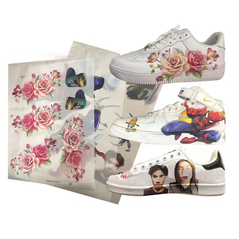 Custom Logo Die Cut Shoes Pad Sticker Slipper Cap Bag Shoes Hat Fabric Label Sticker Rub On Cold Transfer Sticker For Cloth