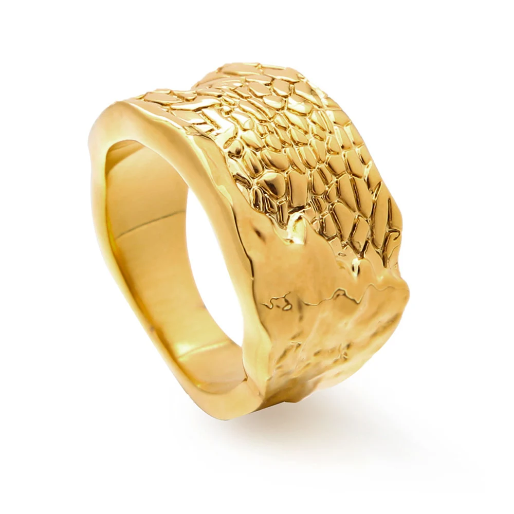 Gold Tone Punk Lady Midi Ring Women Natural Texture Customizable Religious Steel Inlay Fashion Jewelry Promises Christmas Gifts