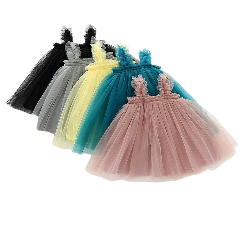 Summer girls dress halter baby net gauze princess sleeveless fashion comfortable beautiful ruffles tutu skirt