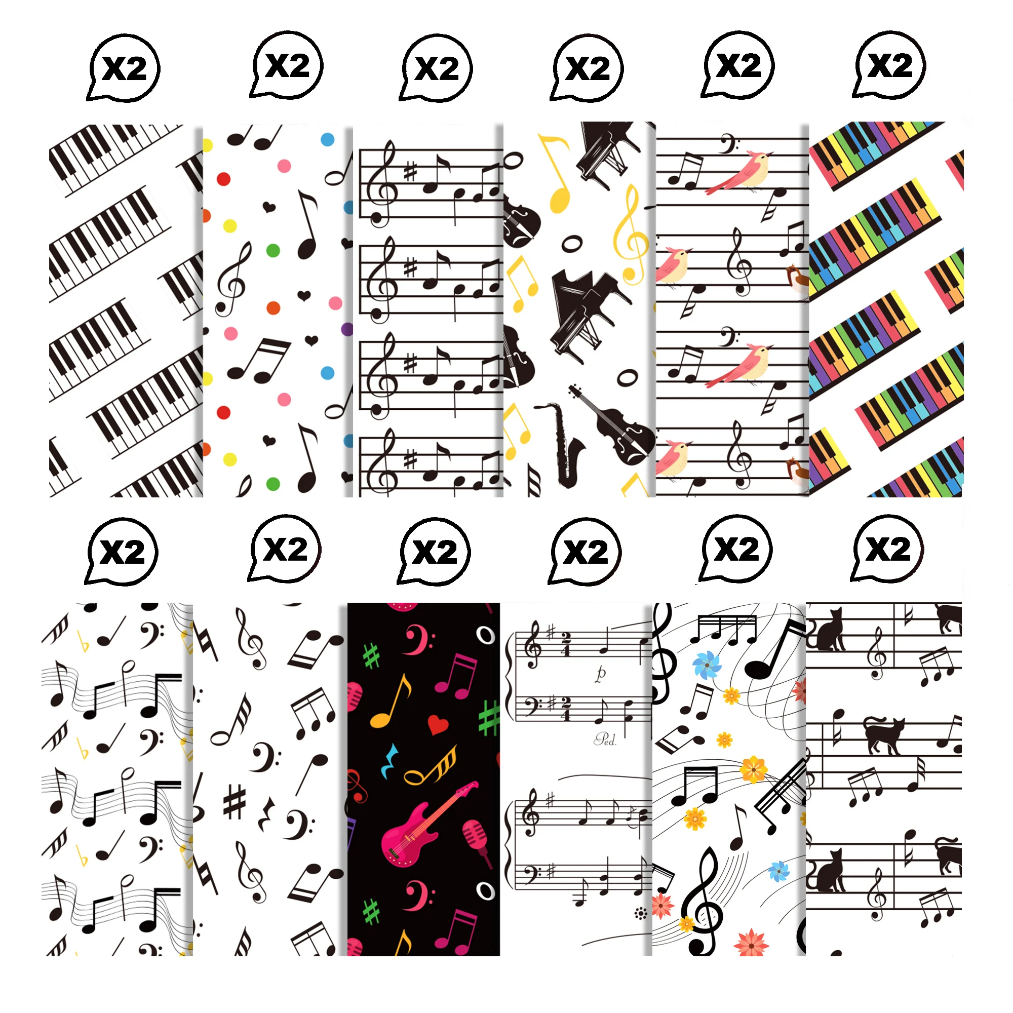WW109 Musical Notes Scrapbook Paper Black White Music Themed Pattern Craft Paper for Card Making Photo Album Journal DIY Craft