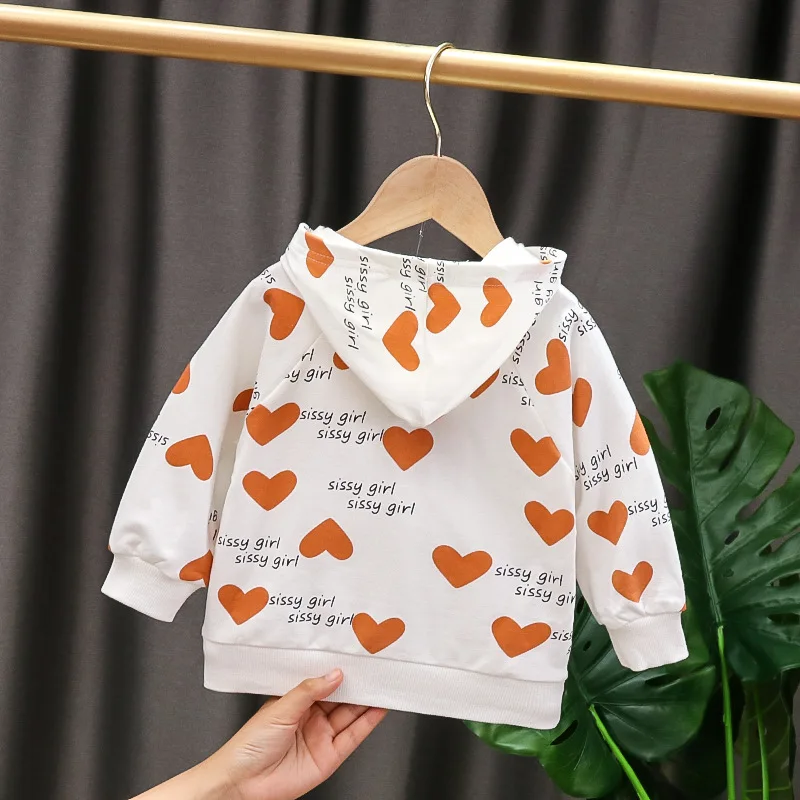 
IHJ755 Autumn Boy and girl cotton heart-shaped print Hoodies baby clothes 