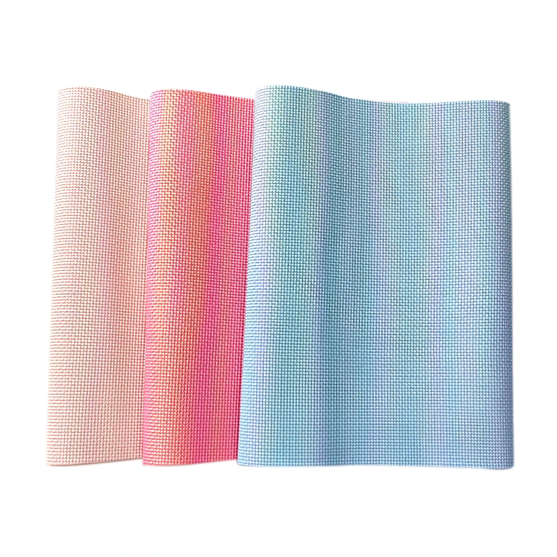 Wholesale Rainbow Small Square Embossed Faux Leather For Making Bags, Shoes, Crafts  Pu Leather