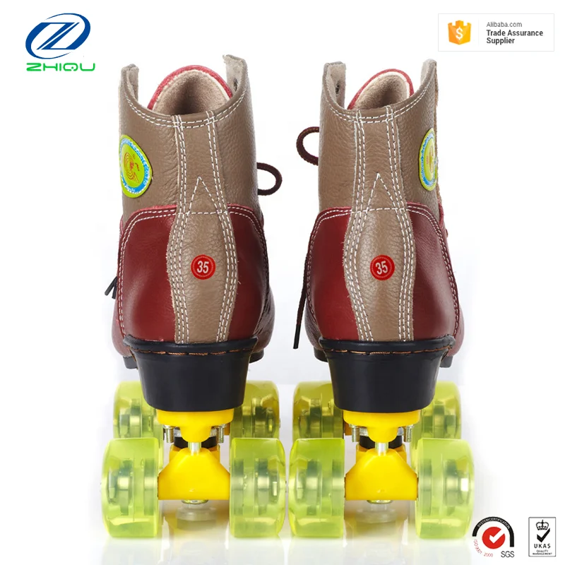 Wholesale custom durable leather high rebounce transparent PU wheel Quad Roller skates shoes for rink
