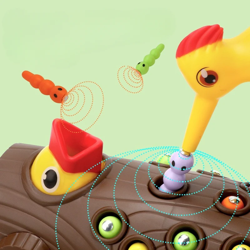 Magnetic Woodpecker Bug Hunt Game Benefits Intellectual Development Early Education Girl Children Magnetic Fishing Toy Baby