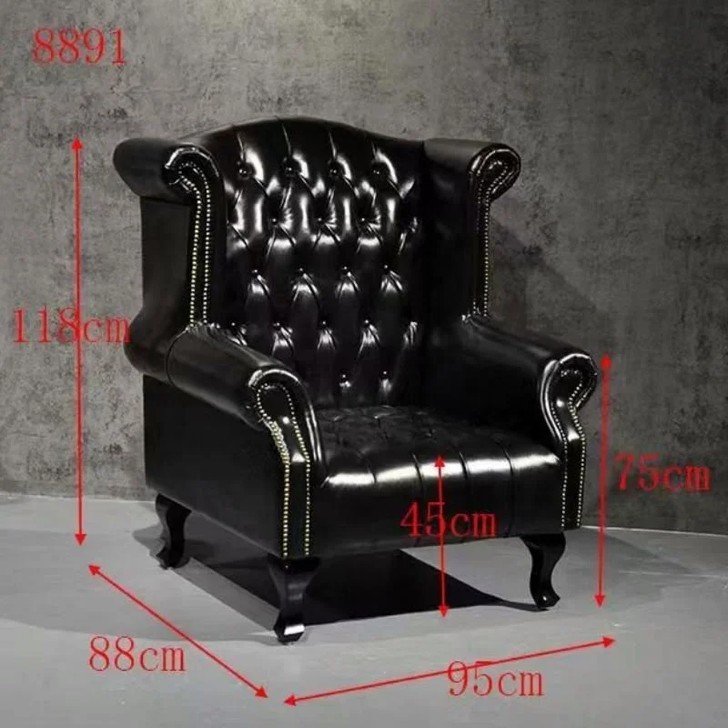 HJ HOME Chesterfield кресло с крыльем и спинкой Queen Anne высокий диван стул старинное синее из натуральной кожи акцентом