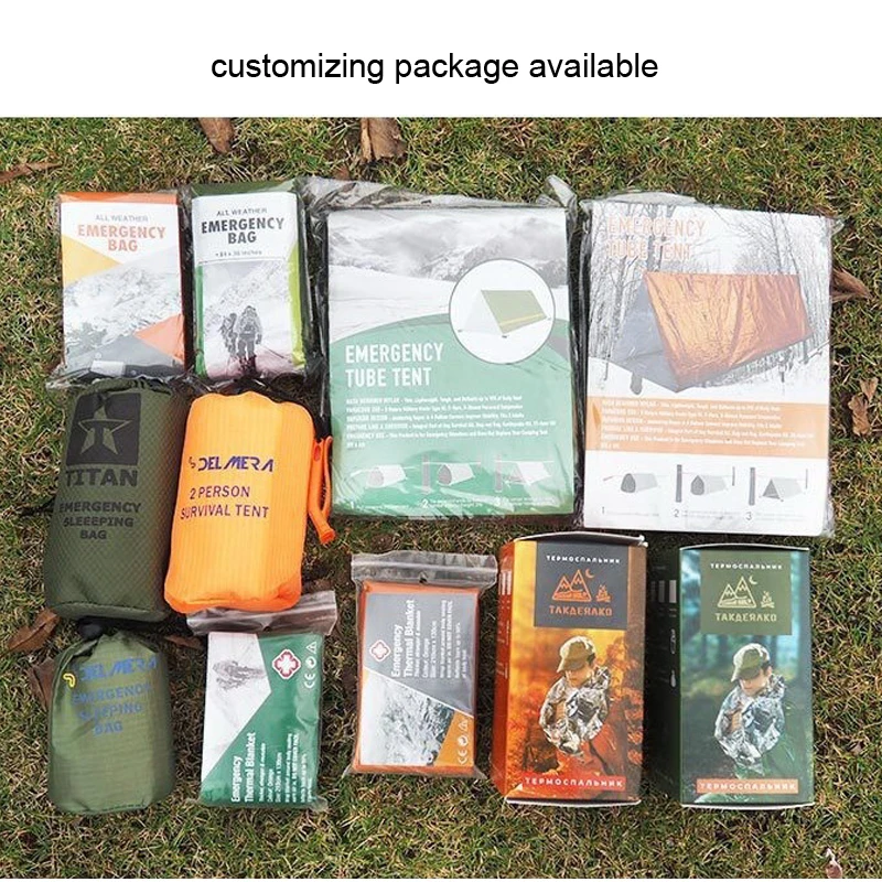 Orange Color aluminum foil Coated Outdoor First Aid Kit Survival Emergency Blanket: Heat Retention & Rescue