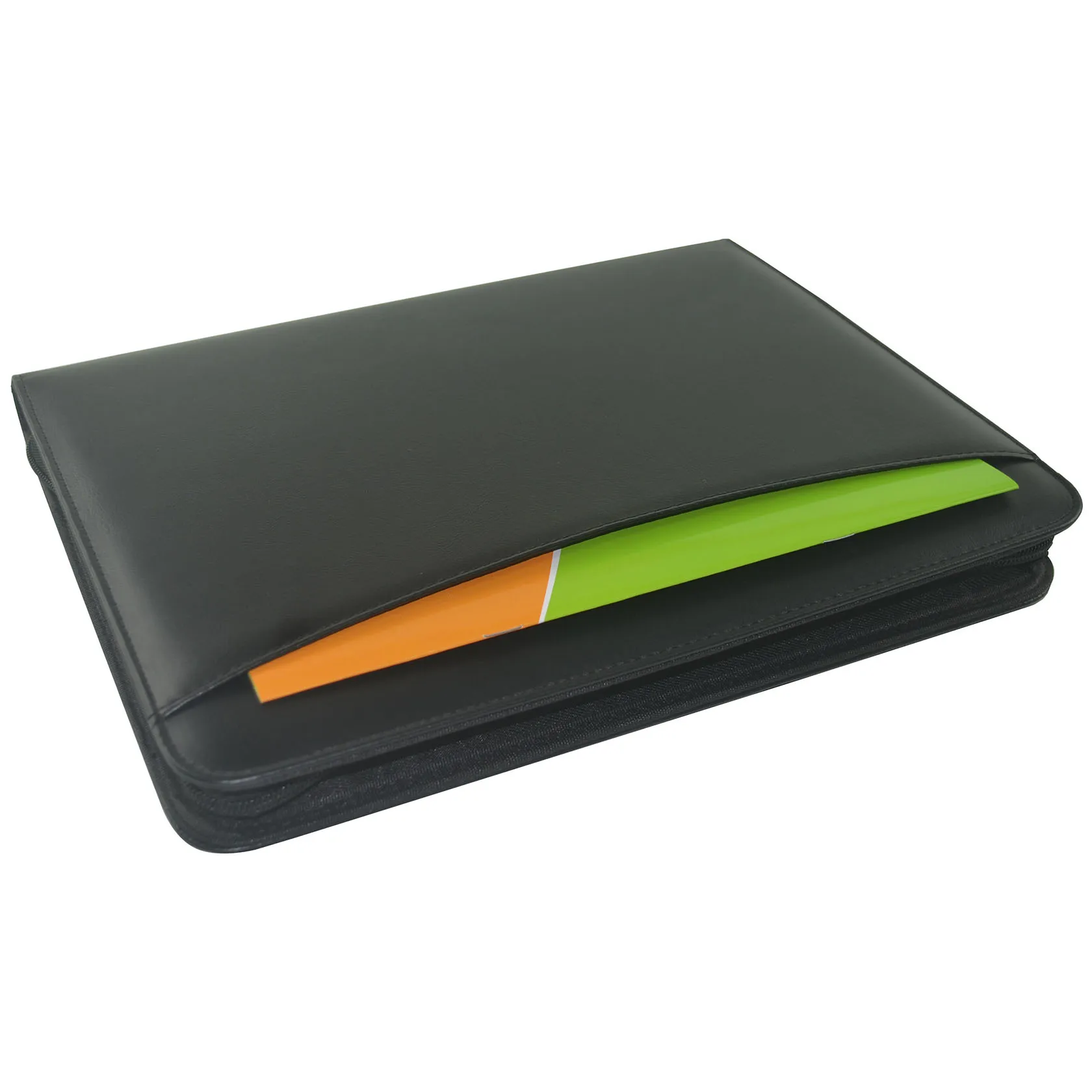 High Quality Custom A4 PU Leather Zippered Padfolio