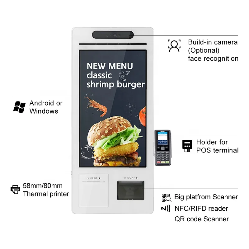 Factory direct self-ordering service kiosk machine touch screen diy kiosk