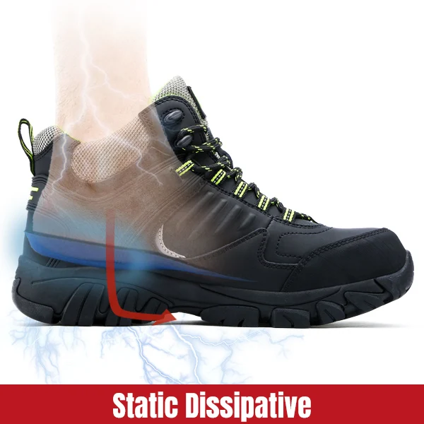 LARNMERN Men Safety Shoes S1P Breathable Steel Toe Shoes Protective Work Shoes SRA Anti-slip Anti-static
