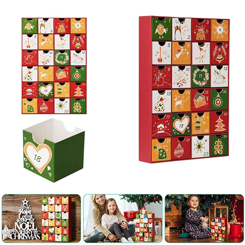Advent Calendar Large Christmas Countdown Candy Gift Calendar Custom Logo Drawer Advent Calendar Cardboard Box
