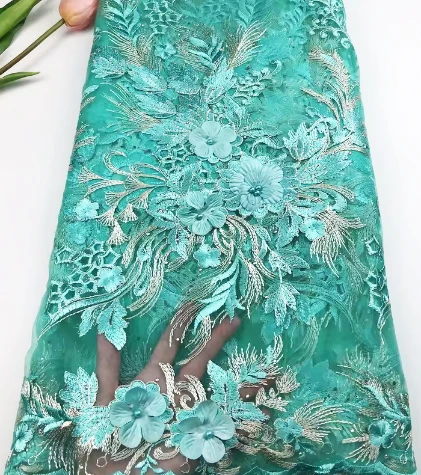 2024 New Design and  Hot sales nigerian 3D lace applique embroidery french pink african lace fabrics