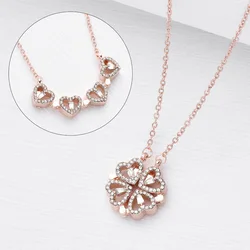 Creative Magnetic Folding Heart-Shaped Jewelry Party Gift Four-leaf Clover Necklace Magic Heart Shaped Necklace