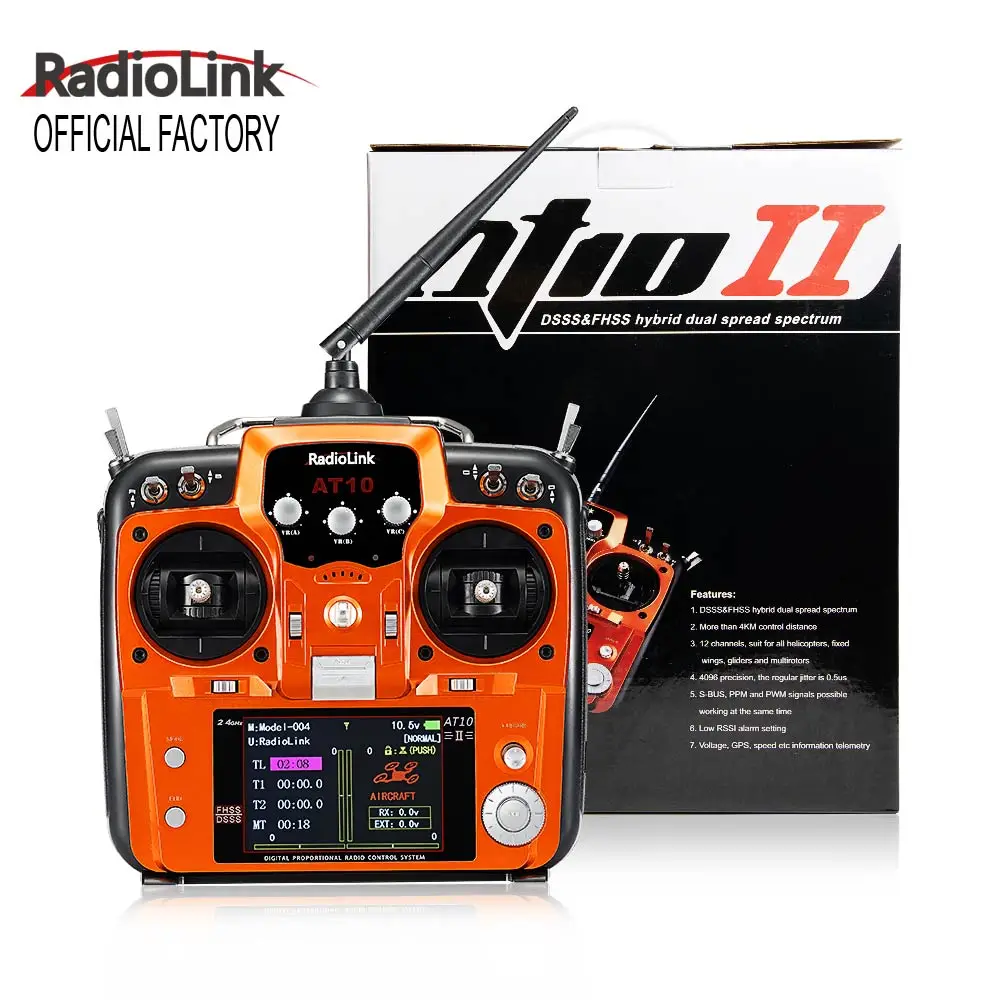 Radiolink завод AT10II 12-канальная емкостно-резистивный передатчик и приемник R12DS 2 4 ГГц радио пульт дистанционного управления для Радиоуправляемый гоночный Дрон с видом от первого лица