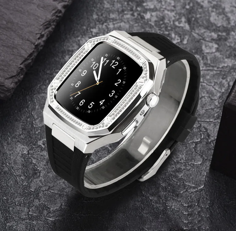 Newest Luxury Diamond Case 44mm Stainless Steel Smart Watch Case for Iwatch Series 6/5/4/SE