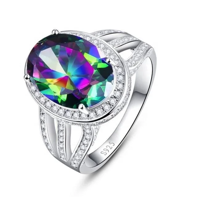 Fascinating Gemstone Ring 925 Sterling Silver Oval Shape Mystic Topaz Hot Sale Ring