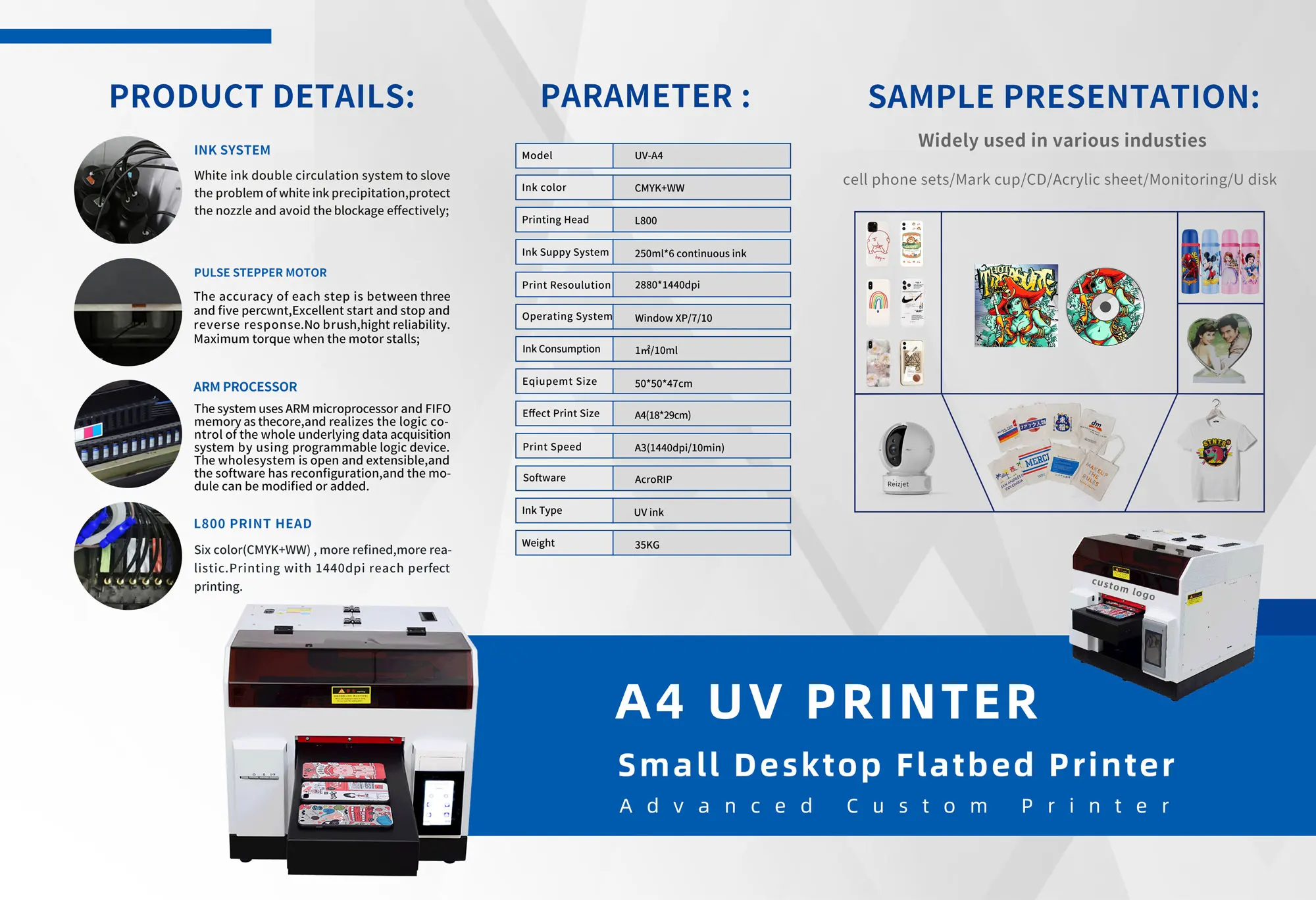 Reizjet Mini A4 Uv Stickers Printer Machine Uv Dtf Printer Impresora Uv A4