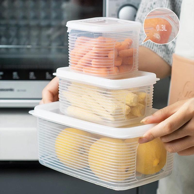 kitchen Crisper Plastic drawer Classification containers food egg Fresh-keeping box refrigerator storage box with divider