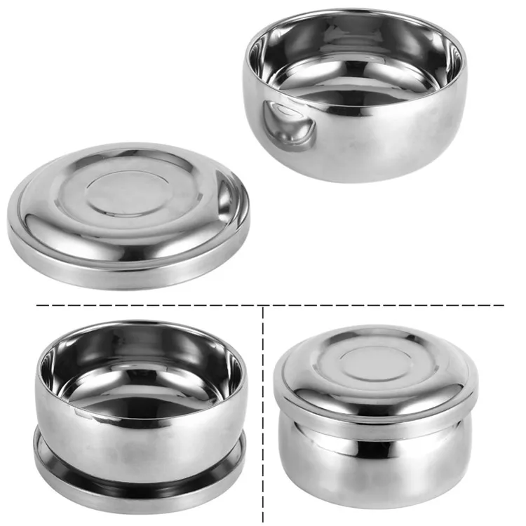 For Men Stainless Steel Classic Soap Barber Facial Beard Cleaning Shaving Bowl