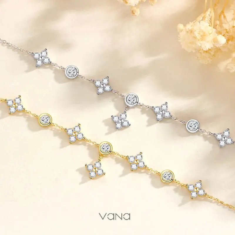 Vana Cubic Zirconia 925 Silver Fashion Jewelry Women Necklaces Non Tarnish Four Leaf Clover Necklace Jewelry