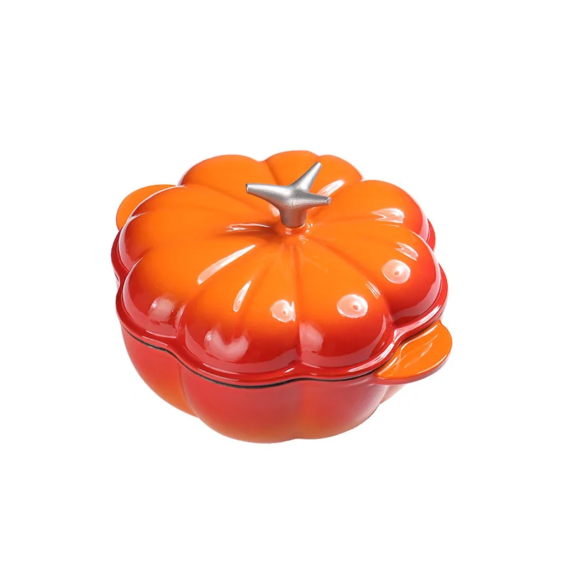 Factory New Design 22/24CM Enamel Cast Iron Pumpkin shaped cooking pot Stewed Soup Pot Casserole Cookware