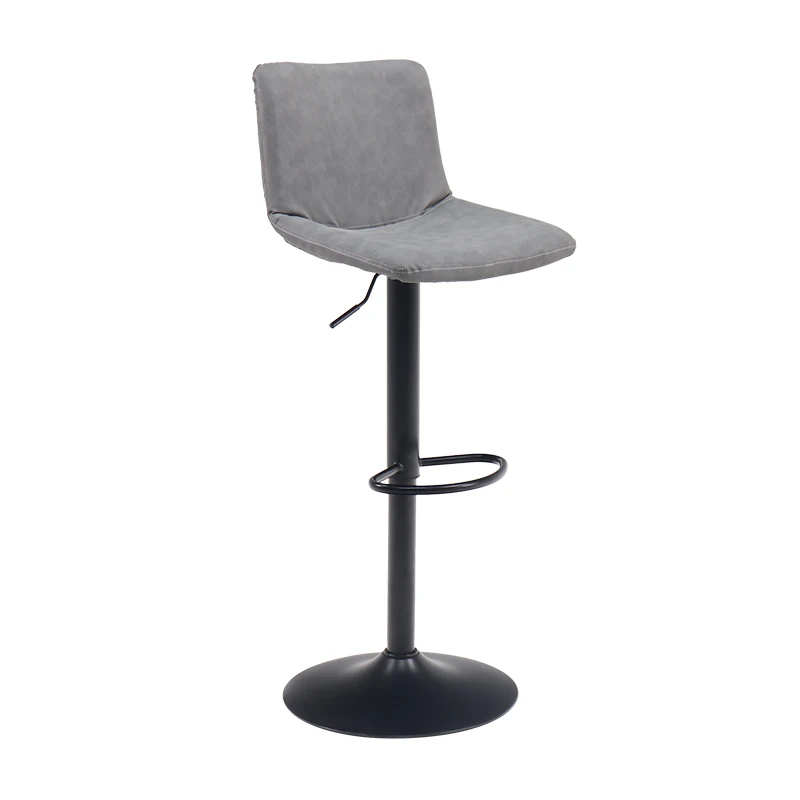 High Quality with Factory Cheap Price Grey Modern Height Adjustable Brown Synthetic Leather Stool Bar Chair with Back Rest