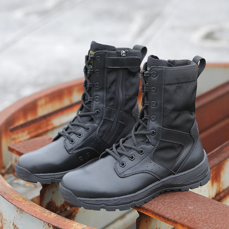 Factory whole sale price wide last men leather tactical boots